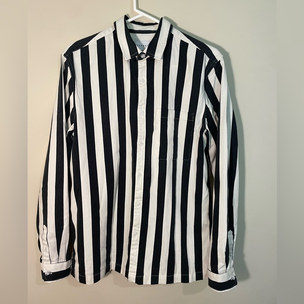 Topman Shirt Jacket Black and White - Small
